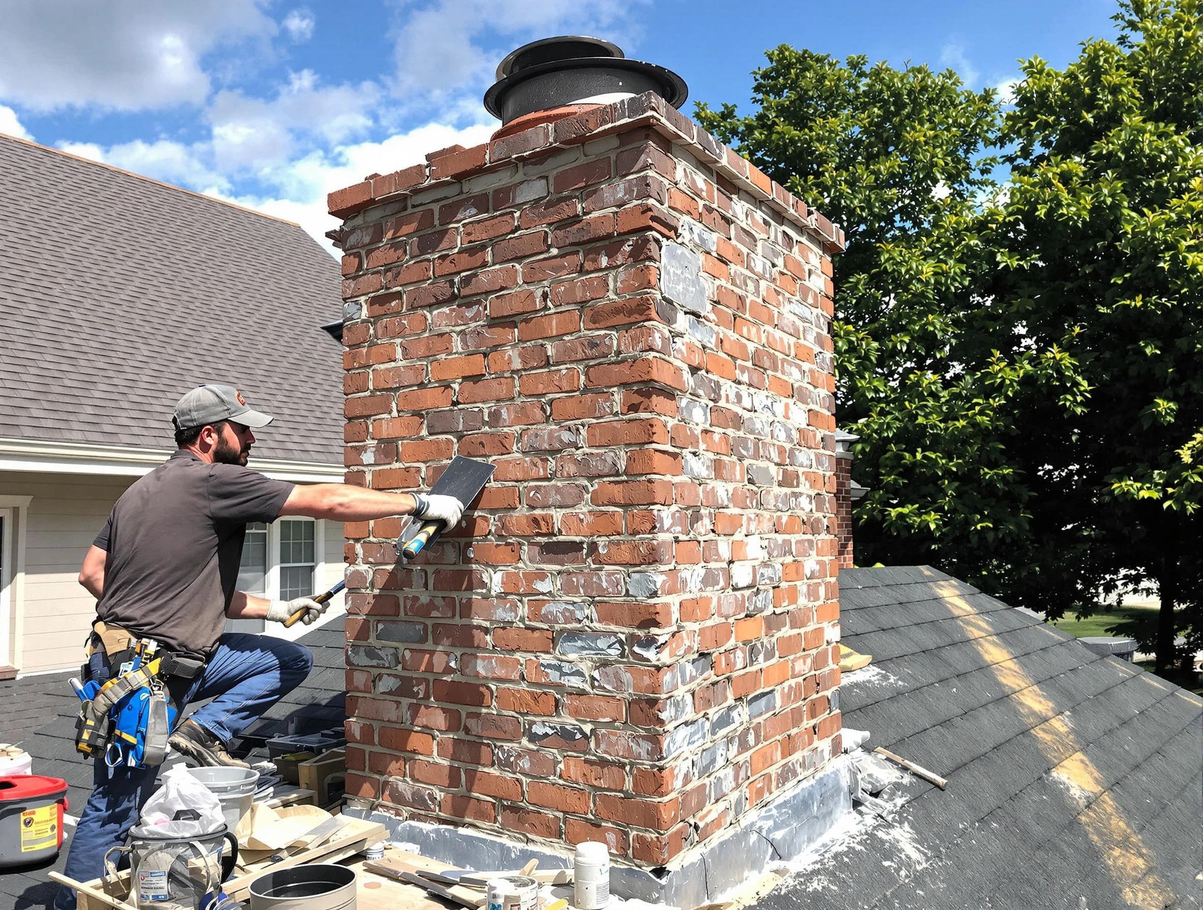 Completed chimney rebuild by Newcastle Chimney Sweep in Newcastle, OK