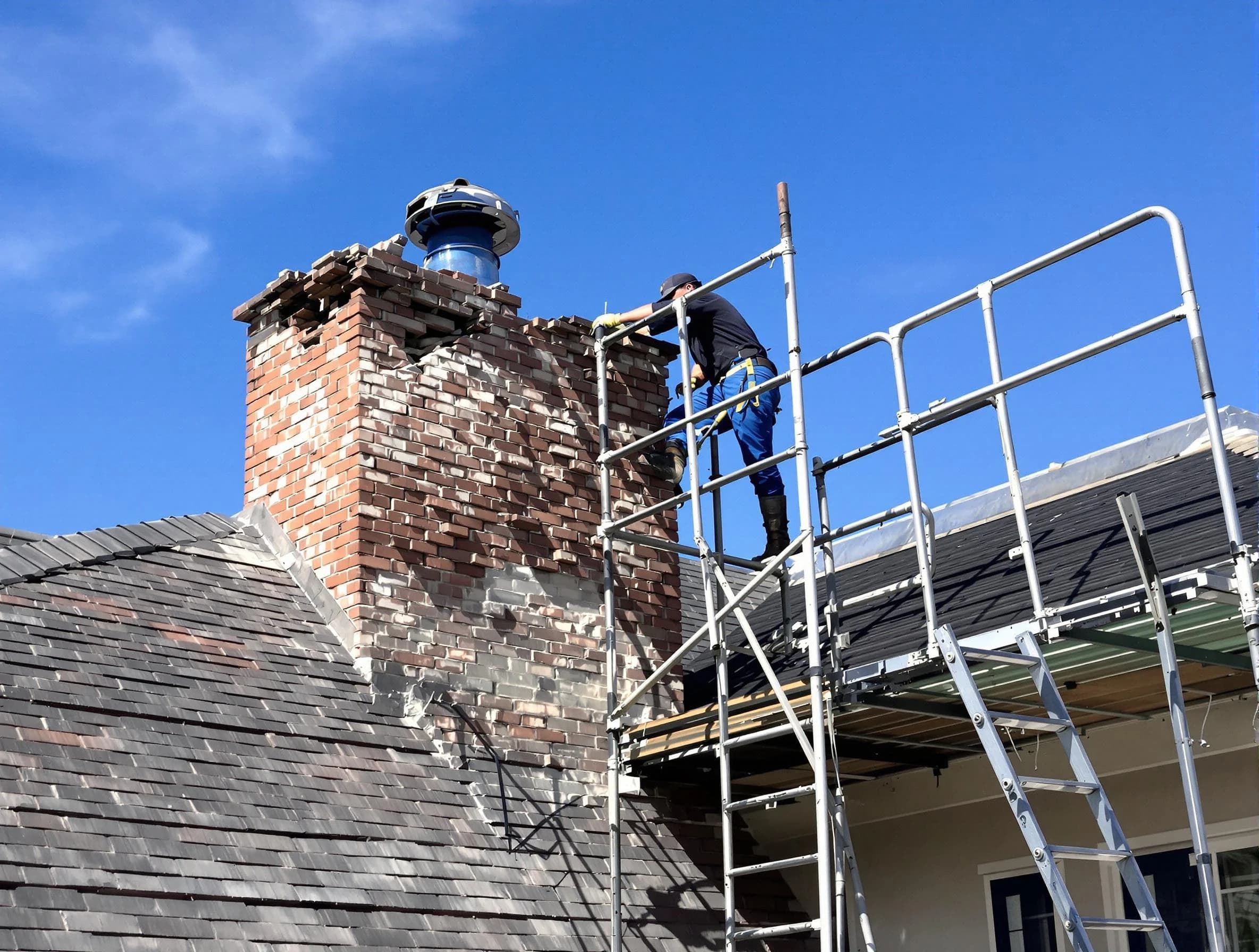 Rebuilding a chimney structure by Newcastle Chimney Sweep in Newcastle, OK