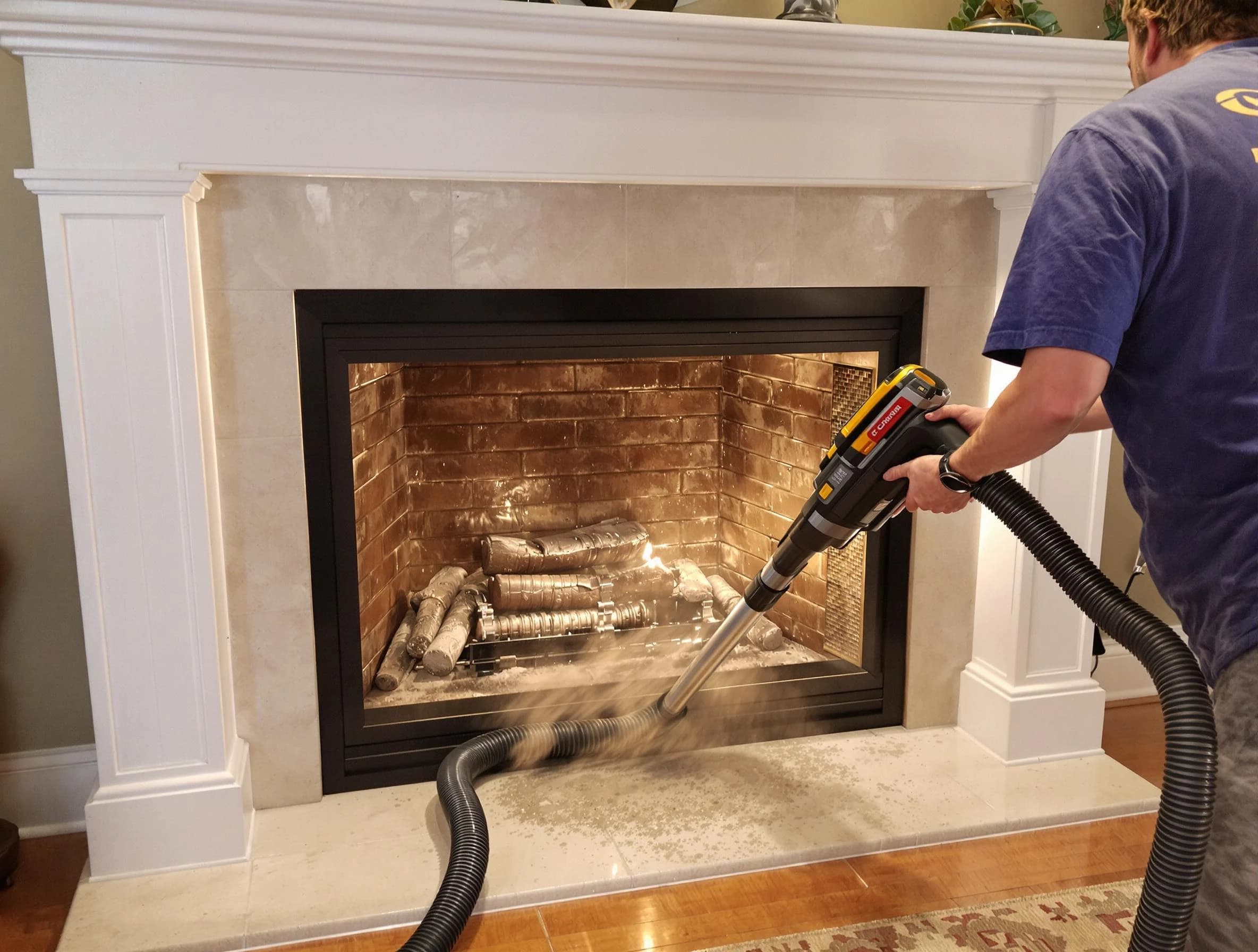 Fireplace cleaning performed by Newcastle Chimney Sweep in Newcastle, OK