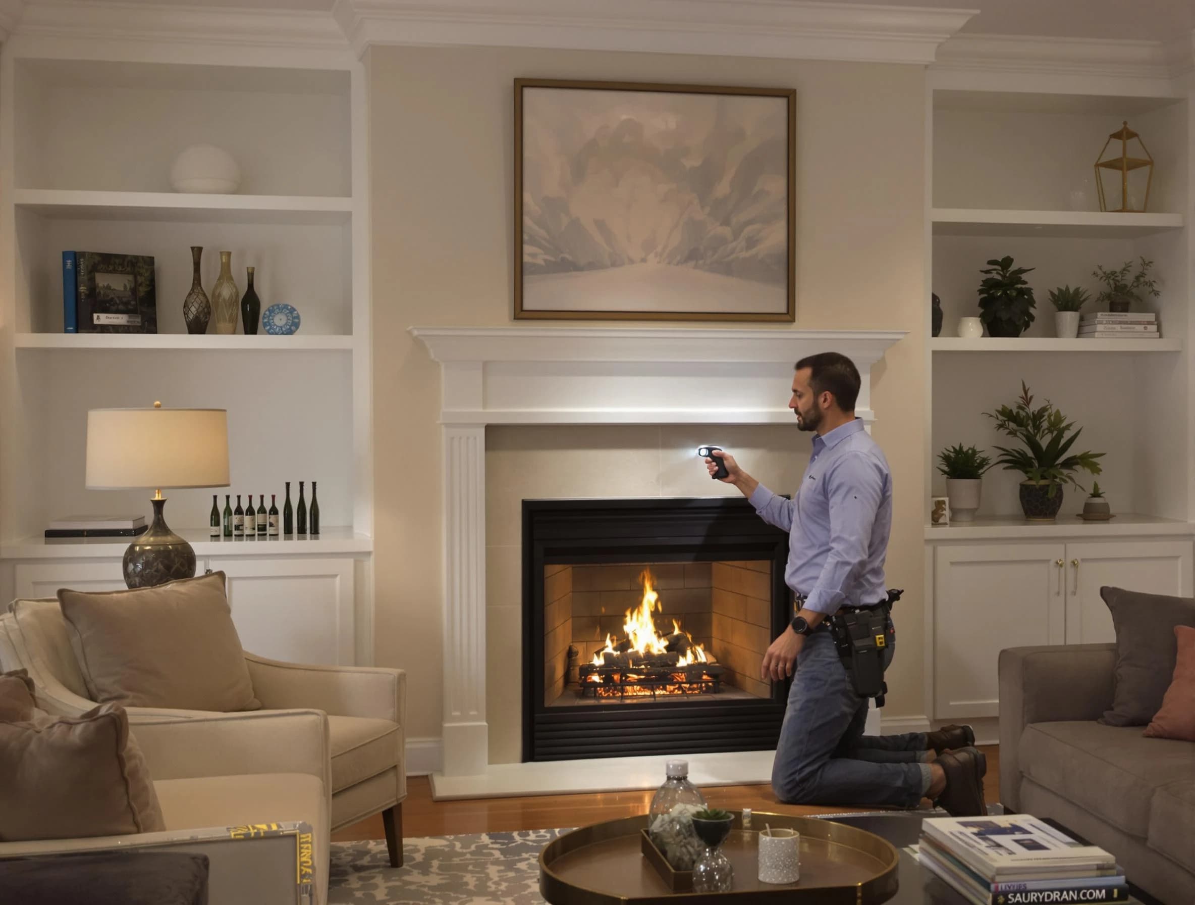 Newcastle Chimney Sweep conducting a fireplace safety inspection in Newcastle, OK