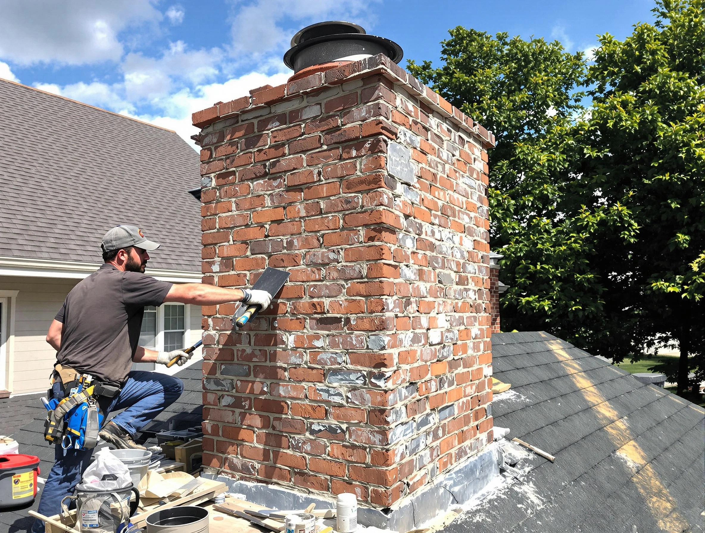 Completed chimney rebuild by Newcastle Chimney Sweep in Newcastle, OK