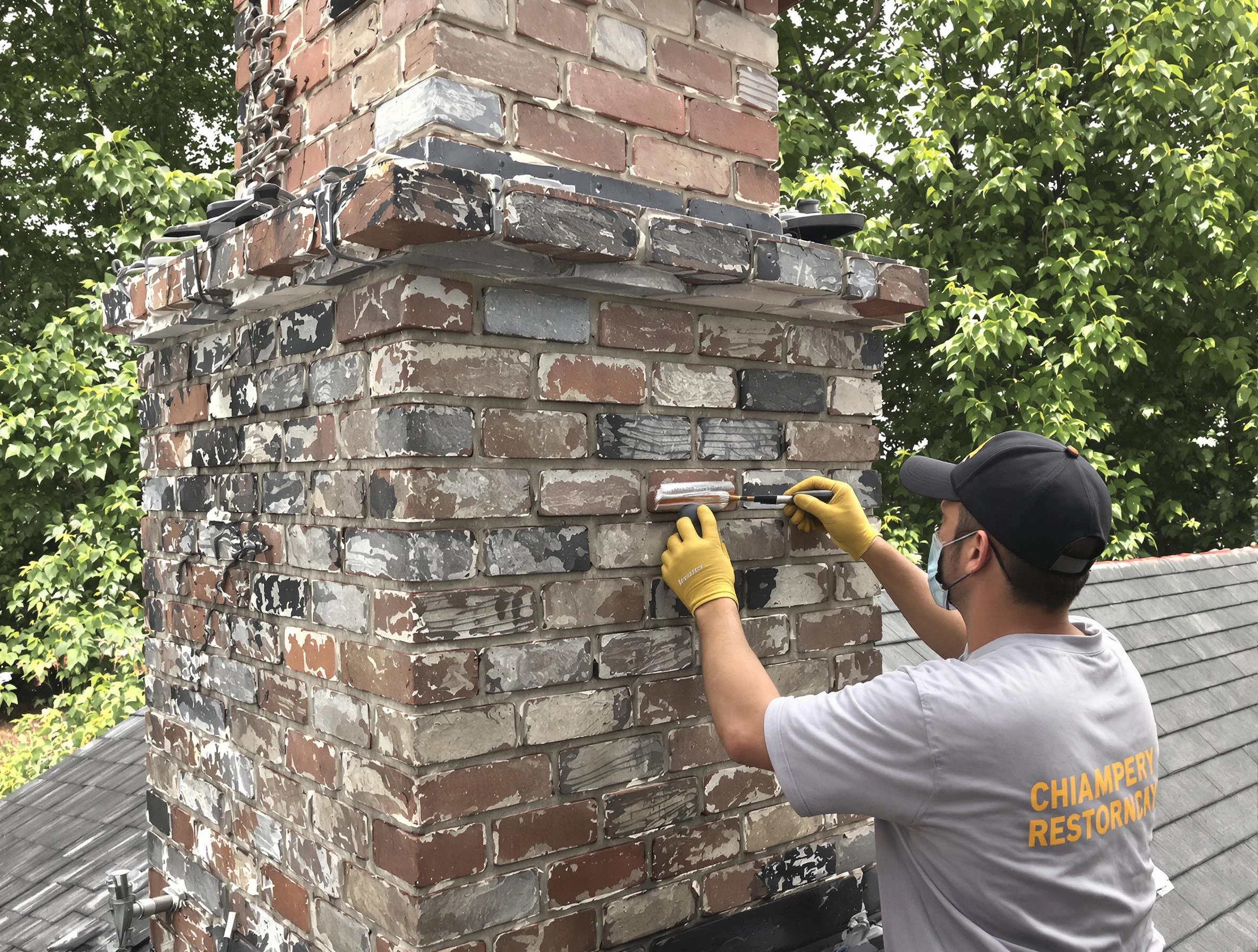 In-progress chimney restoration by Newcastle Chimney Sweep in Newcastle, OK